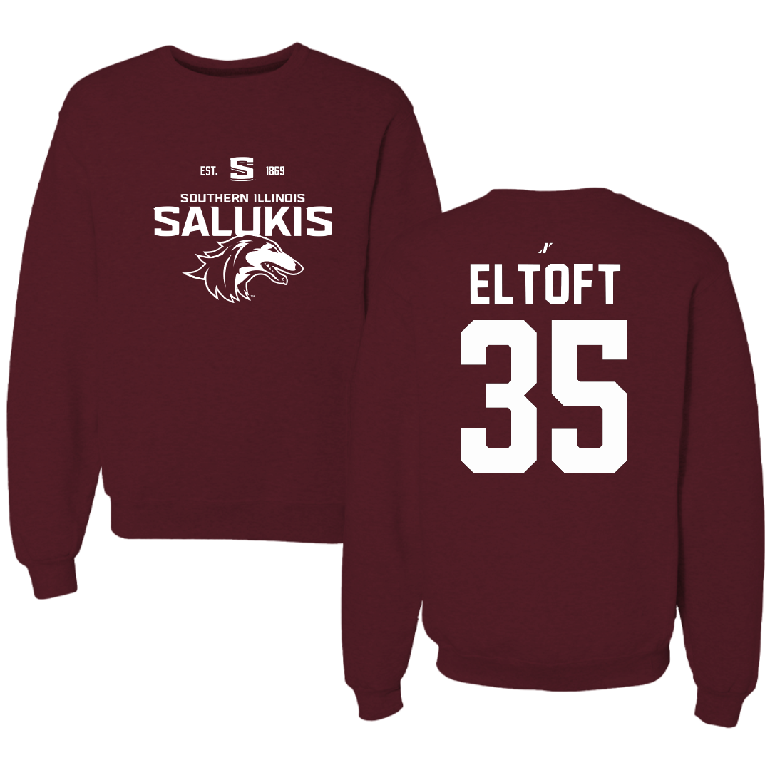 Southern Illinois University at Carbondale Baseball Maroon General Crewneck - #35 Bennett Eltoft