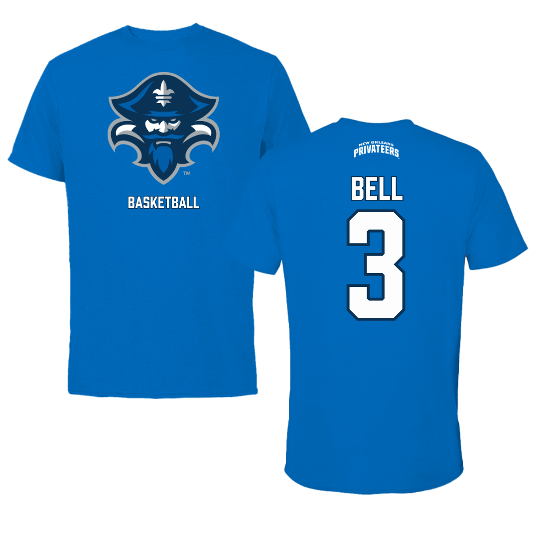 University of New Orleans Basketball Blue Mascot Performance Tee - #3 D'Ante Bell