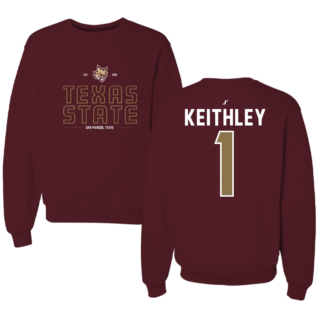 Texas State University Baseball Maroon General Crewneck - #1 Carson Keithley
