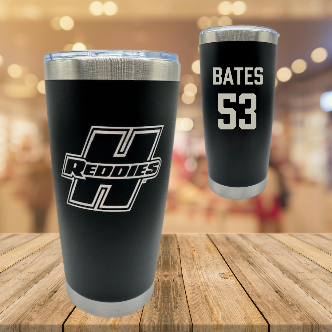 Henderson State University Baseball Black Stainless Steel Tumbler - #53 Christian Bates