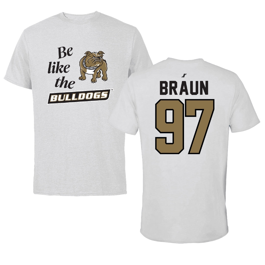 Bryant University Lacrosse Light Gray Be Like Us Performance Tee - #97 Cole Braun
