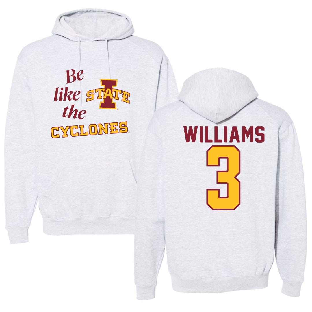 Iowa State University Basketball Light Gray Be Like Us Hoodie - #3 Alisa Williams