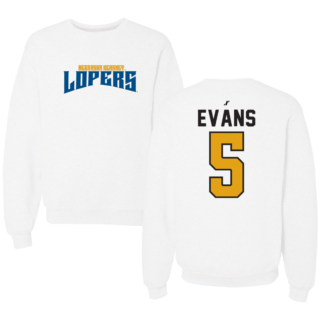 University of Nebraska at Kearney Basketball White Classic Crewneck - #5 Sean Evans