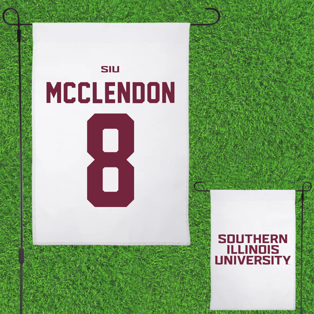 Southern Illinois University at Carbondale Football White Garden Flag - #8 Jeremiah McClendon