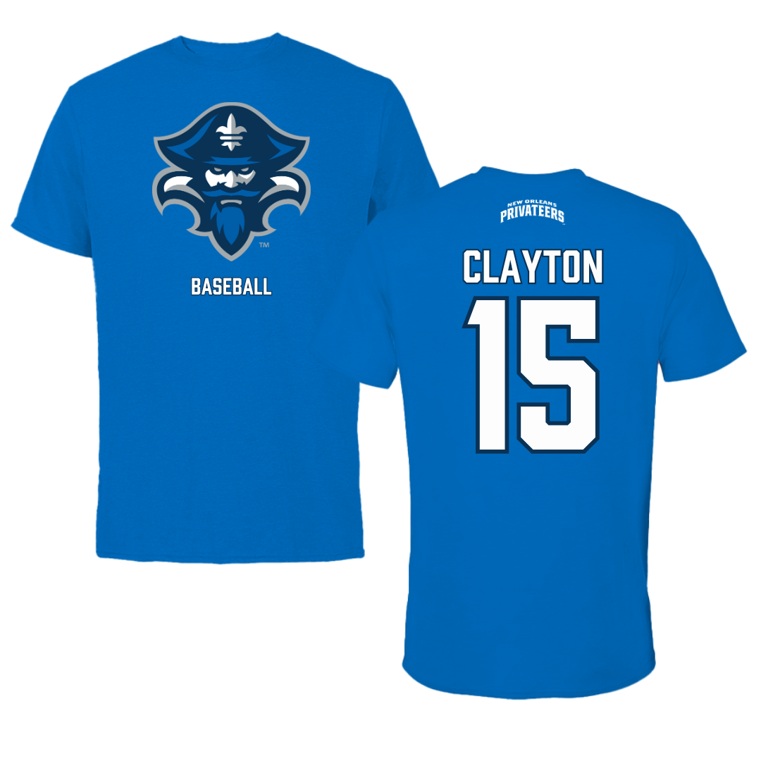 University of New Orleans Baseball Blue Mascot Performance Tee - #15 Canaan Clayton