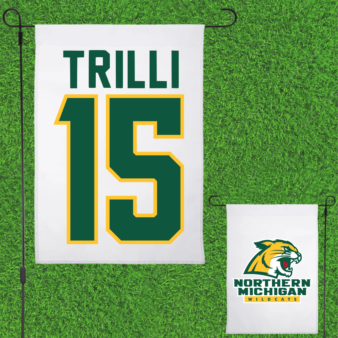 Northern Michigan University Basketball White Garden Flag - #15 Brandon Trilli