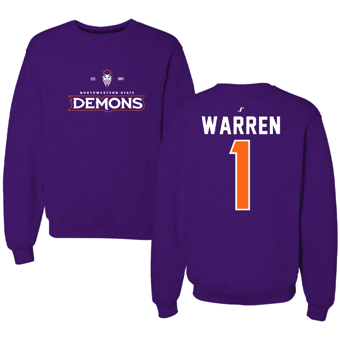 Northwestern State University Basketball Purple General Crewneck - #1 JT Warren