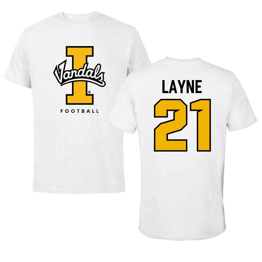 University of Idaho Football White Vandals Tee - #21 Dylan Layne
