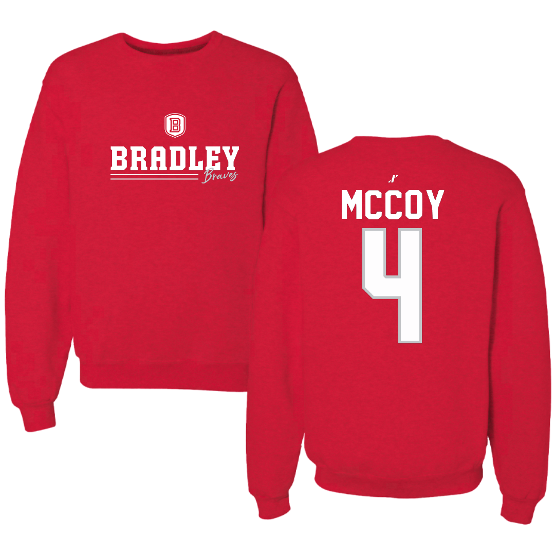 Bradley University Softball Red General Crewneck - #4 Kierston McCoy