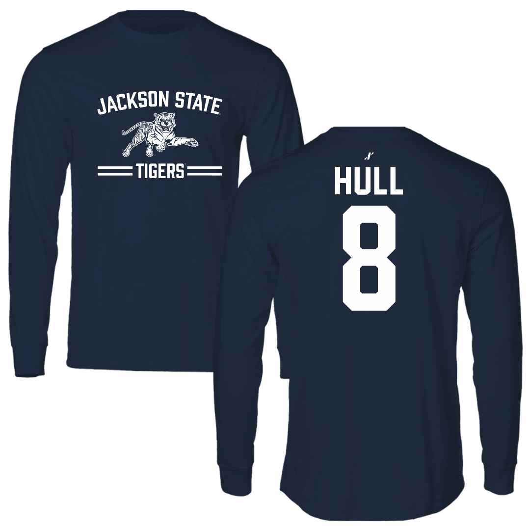 Jackson State University Baseball Navy General Performance Long Sleeve - #8 Davione Hull