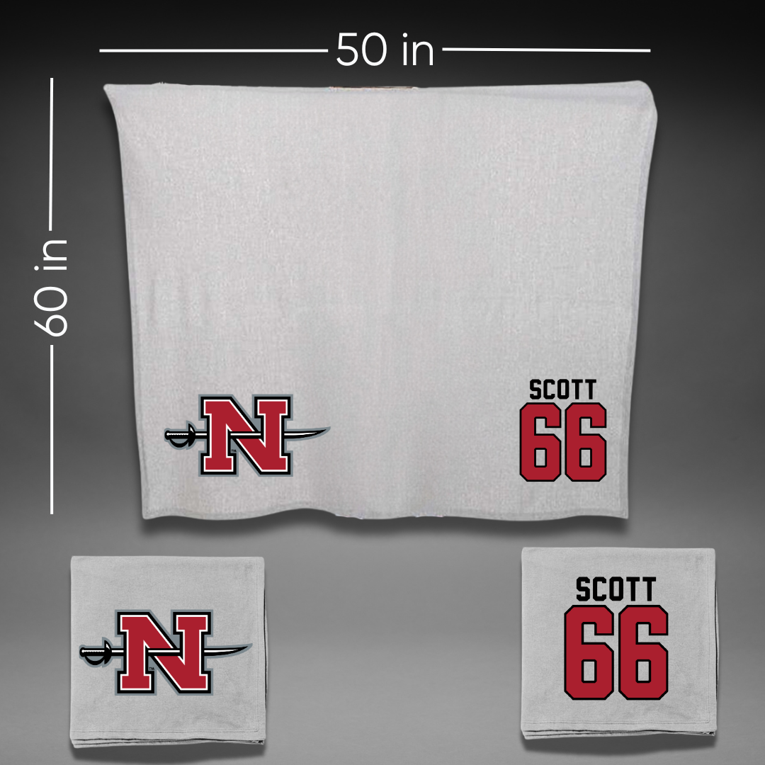 Nicholls State University Football Gray Blanket - #66 Sameij Scott