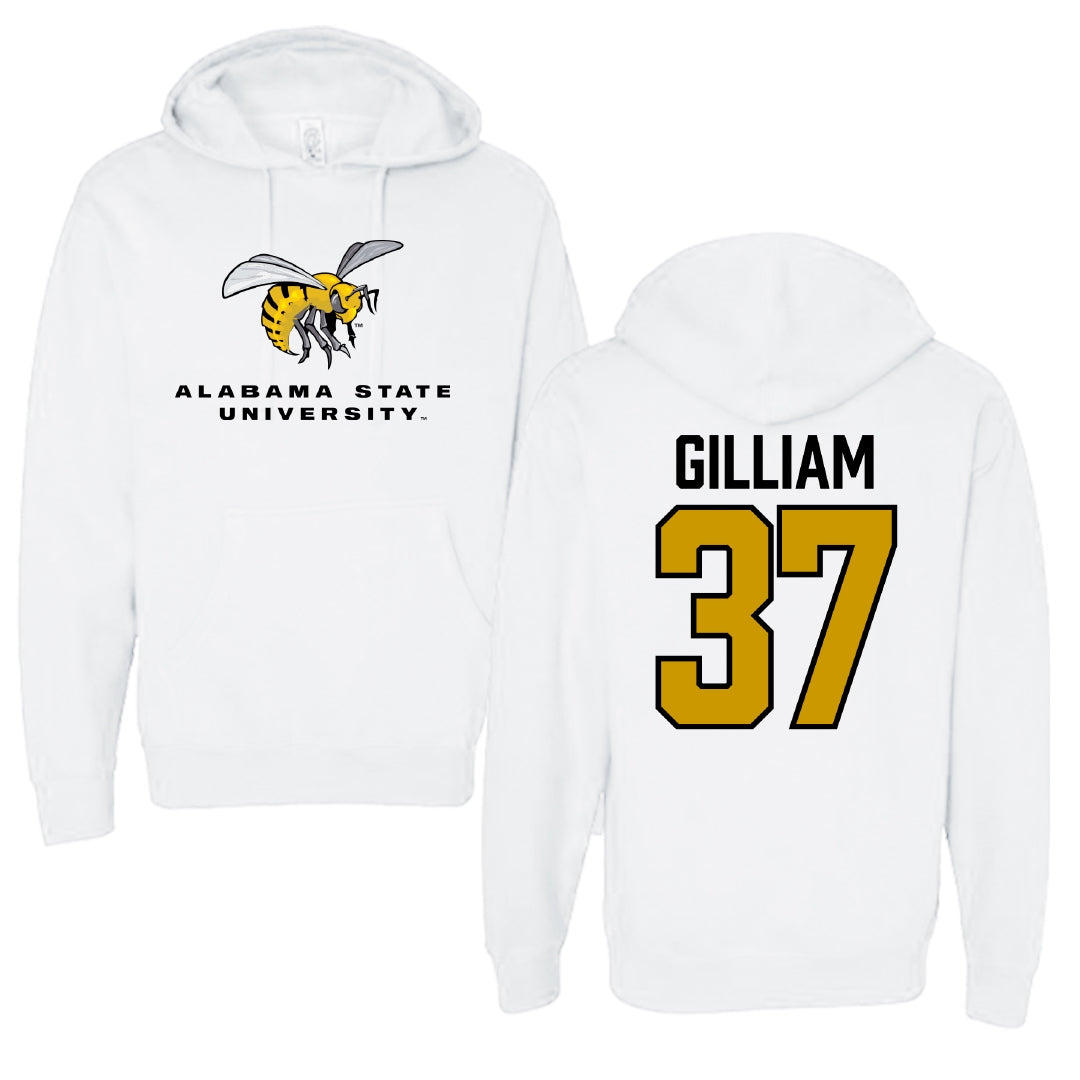 Alabama State University Football White Block Hoodie - #37 Brandon Gilliam
