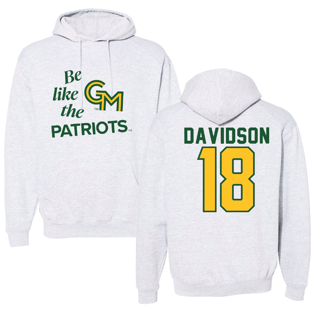 George Mason University Soccer Light Gray Be Like Us Hoodie - #18 Sophie Davidson