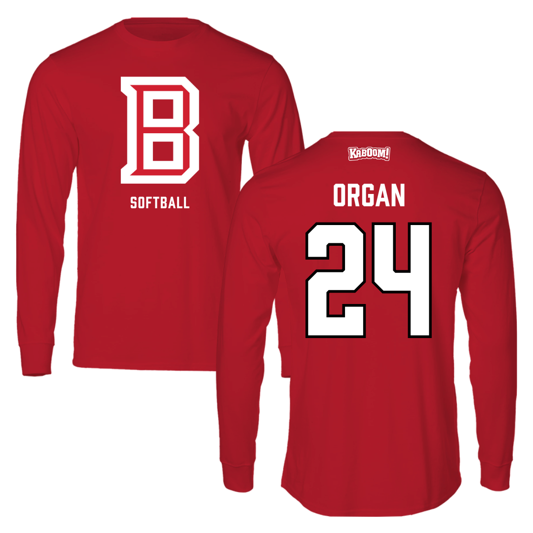 Bradley University Softball Red Performance Long Sleeve - #24 Hannah Organ