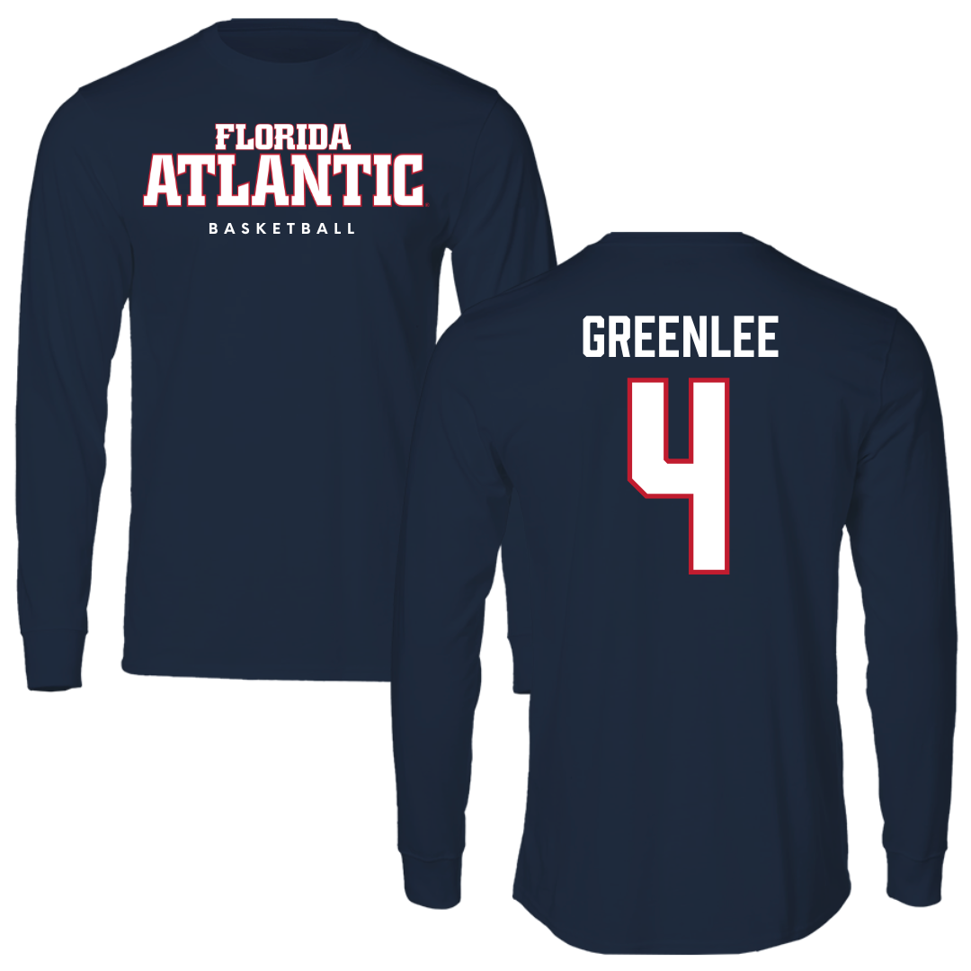 Florida Atlantic University Basketball Navy Block Long Sleeve - #4 Bryan Greenlee