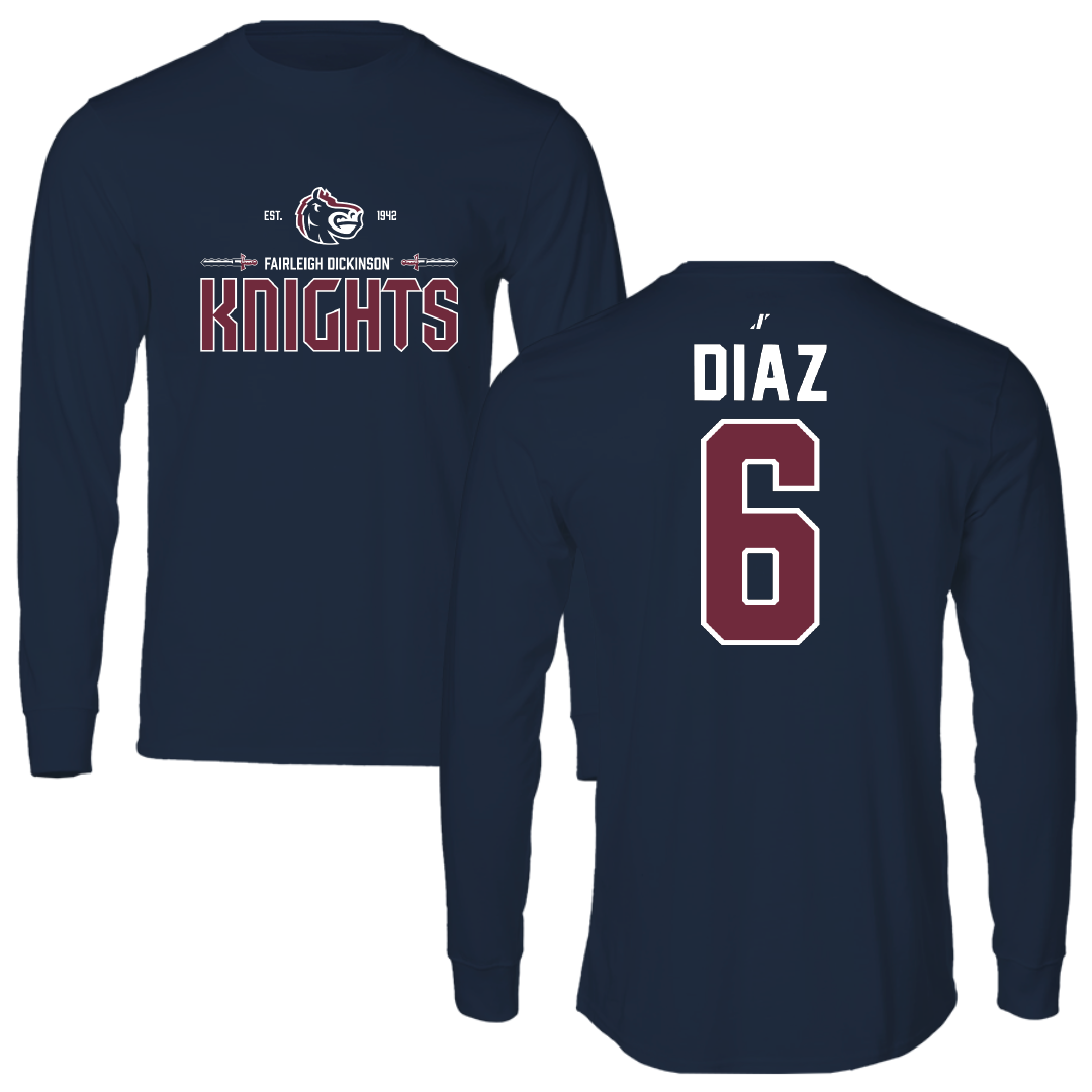 Fairleigh Dickinson University-Metropolitan Campus Volleyball Navy General Long Sleeve - #6 Diego Diaz