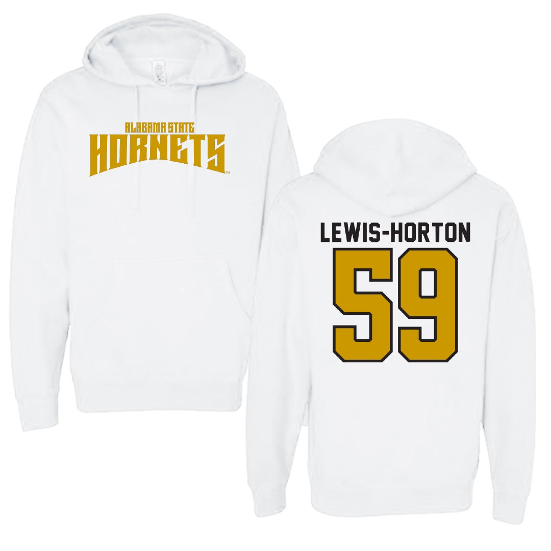 Alabama State University Football White Classic Hoodie - #59 Jaland Lewis-Horton