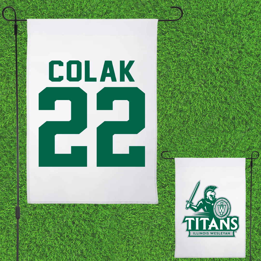 Illinois Wesleyan University Basketball White Garden Flag - #22 Karlo Colak
