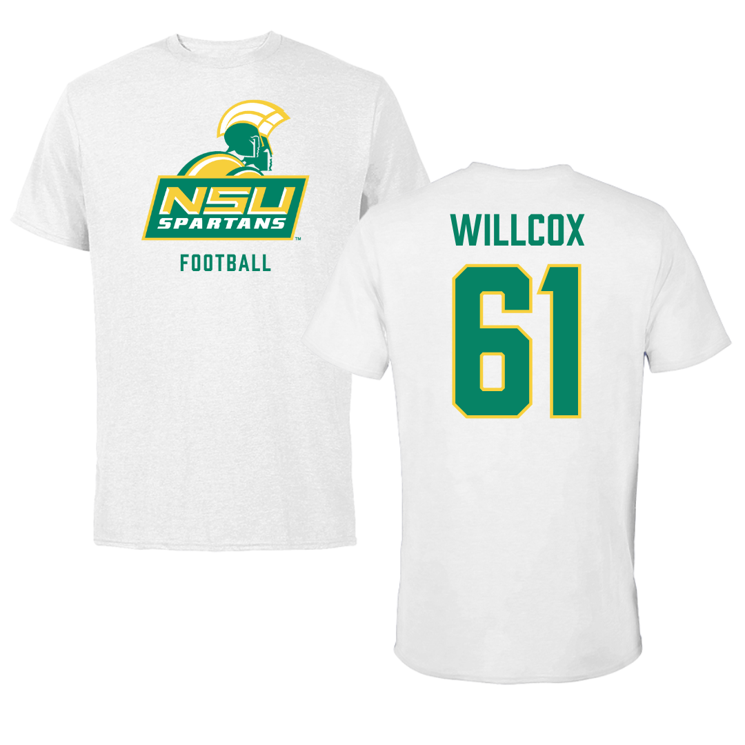Norfolk State University Football White Tee - #61 Grandin Willcox