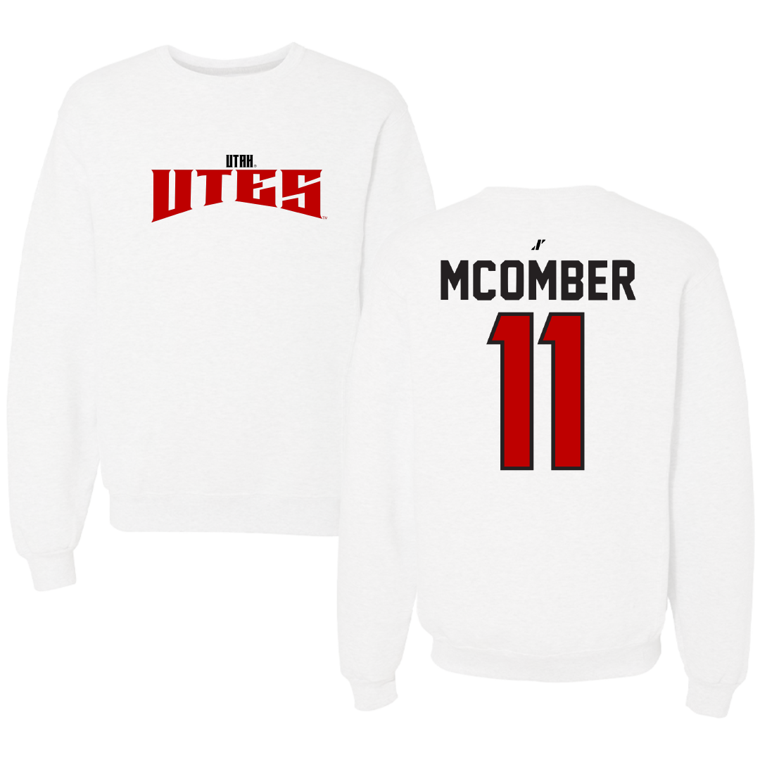 University of Utah Beach Volleyball White Classic Crewneck - #11 Azure McOmber