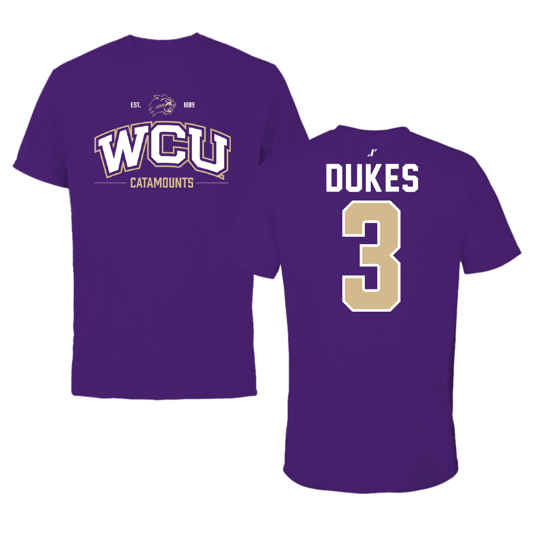 Western Carolina University Football Purple General Tee - #3 Samaurie Dukes