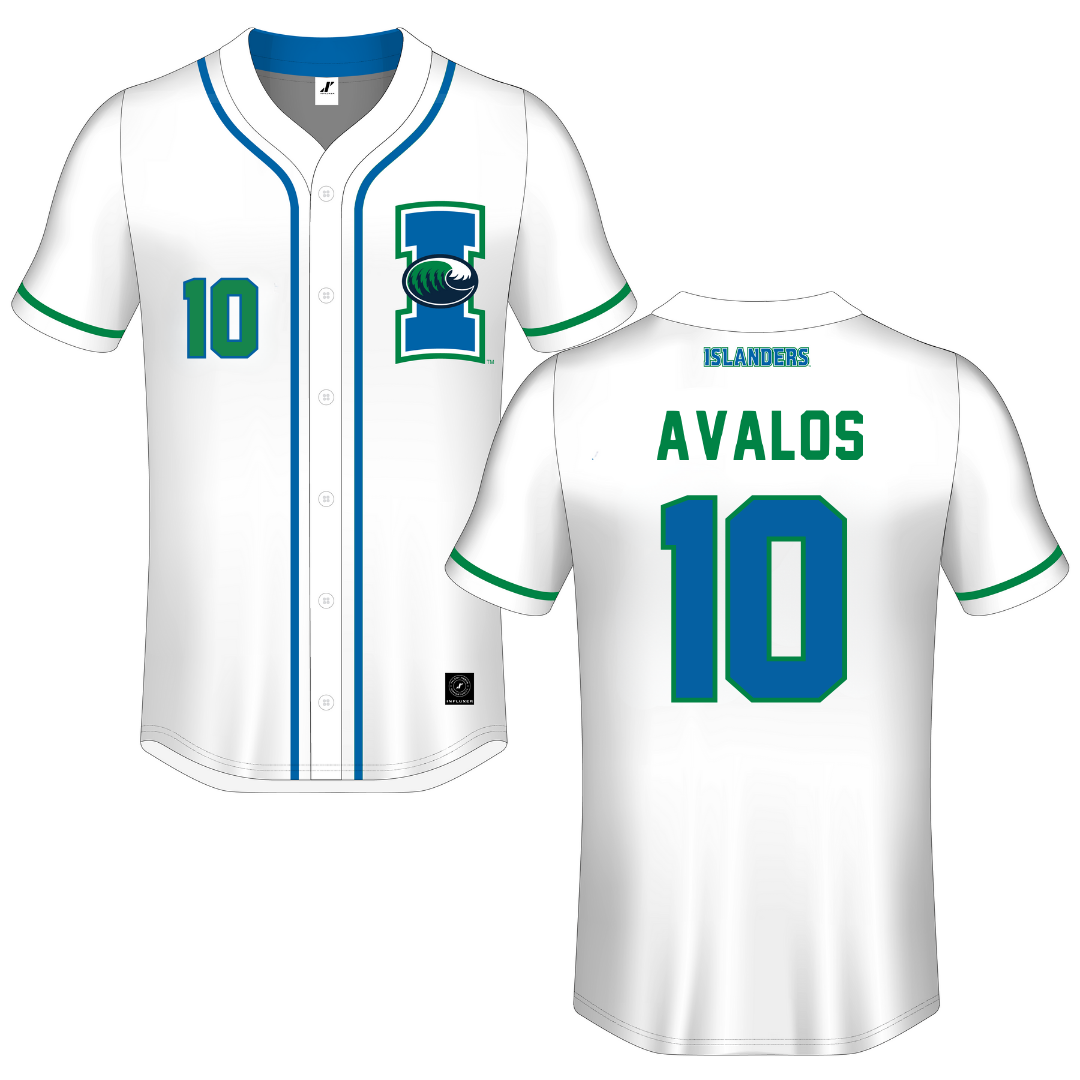 Texas A&M University-Corpus Christi White Button-Down Jersey - #10 Rhea-Ann Avalos