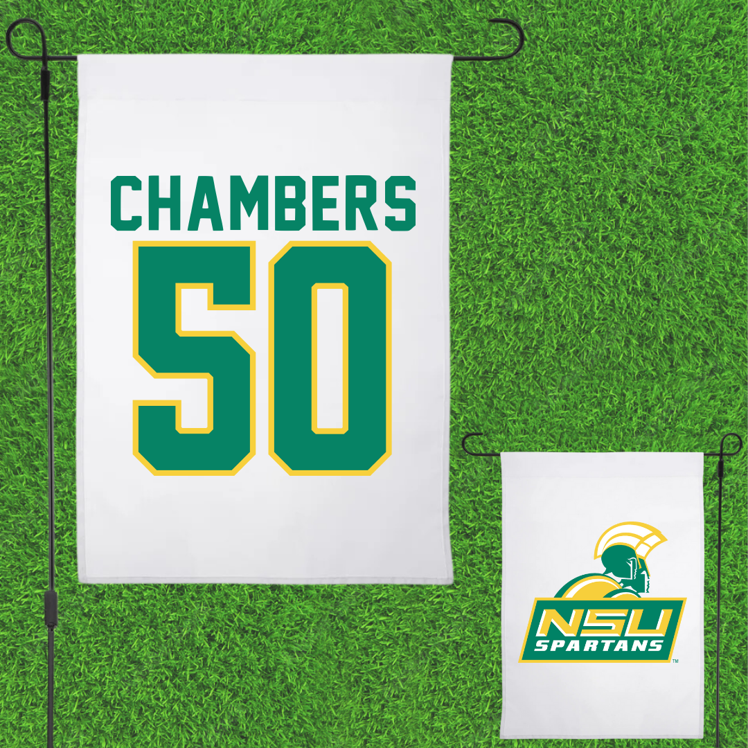 Norfolk State University Basketball White Garden Flag - #50 Nyzaiah Chambers