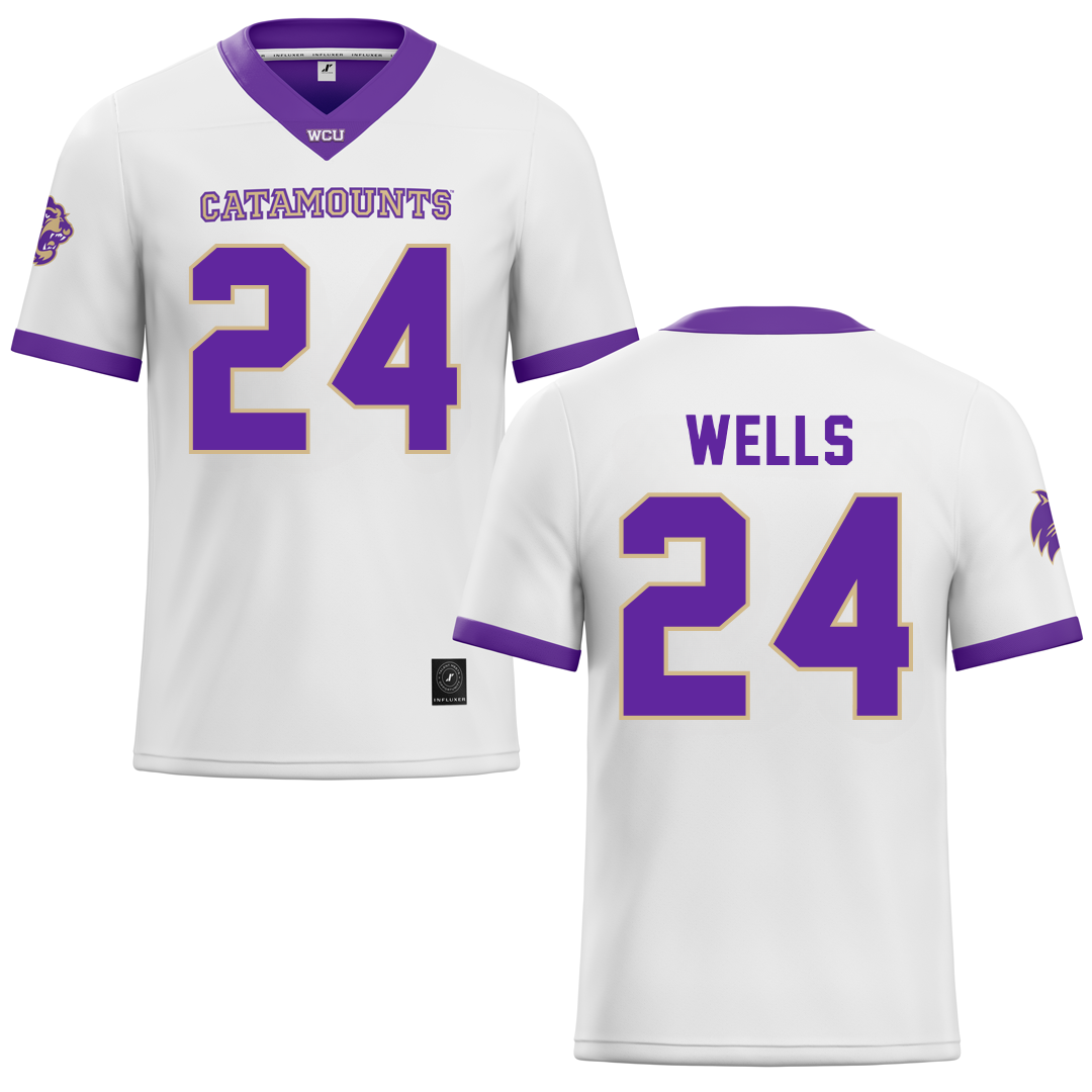 Western Carolina University White Football Jersey - #24 Zayveon Wells