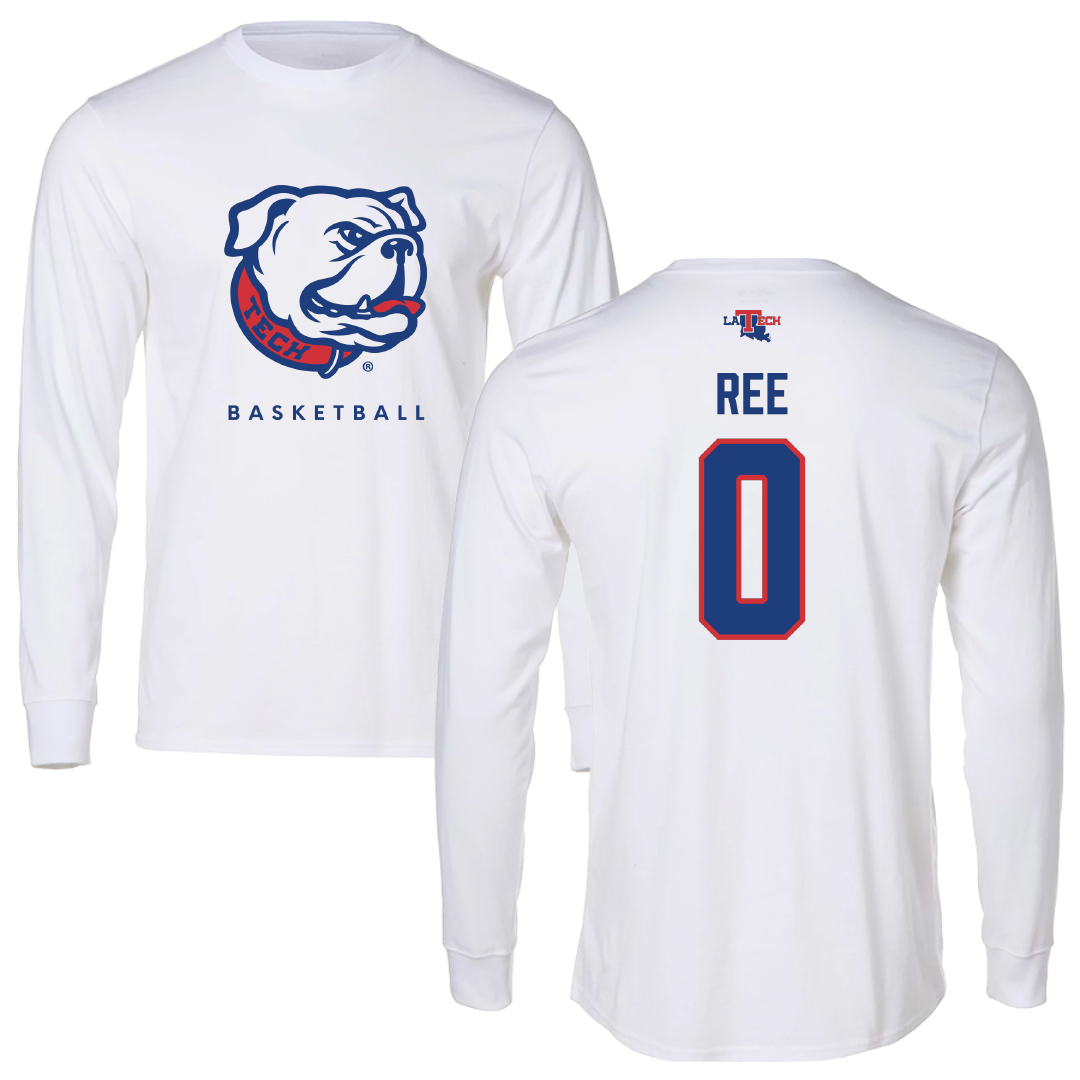 Louisiana Tech University Basketball White Performance Long Sleeve - #0 Devin Ree