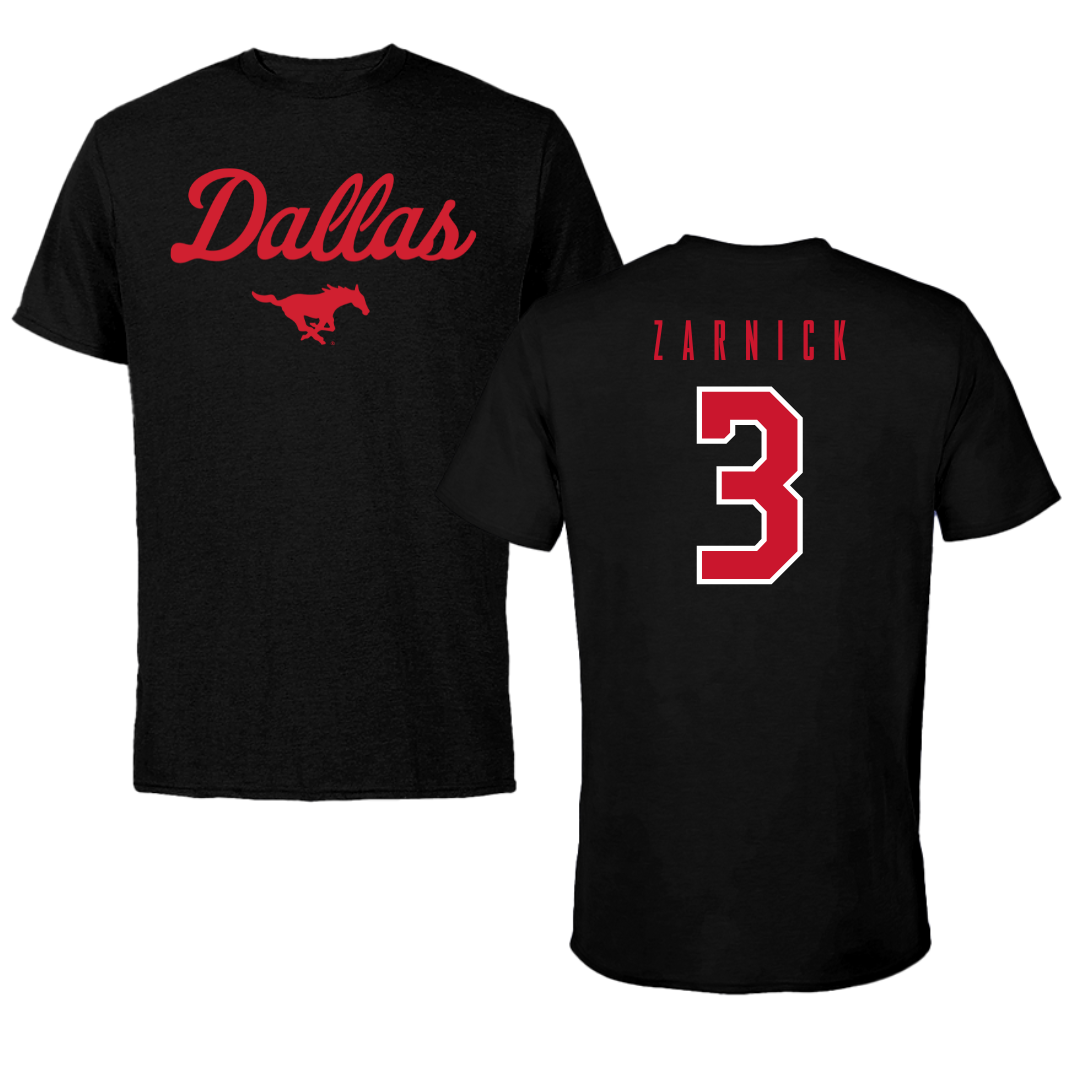 Southern Methodist University Soccer Black Dallas Tee - #3 Owen Zarnick