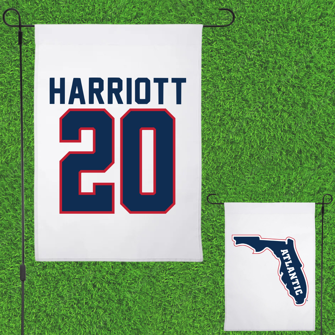 Florida Atlantic University Football White Garden Flag - #20 Joshua Harriott