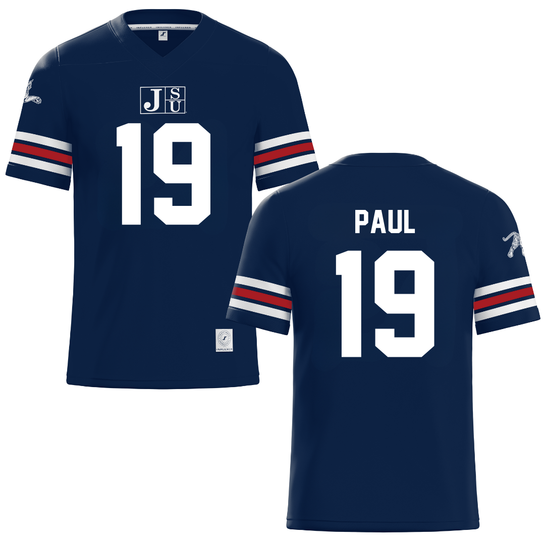 Jackson State University Navy Football Jersey - #19 Kobe Paul