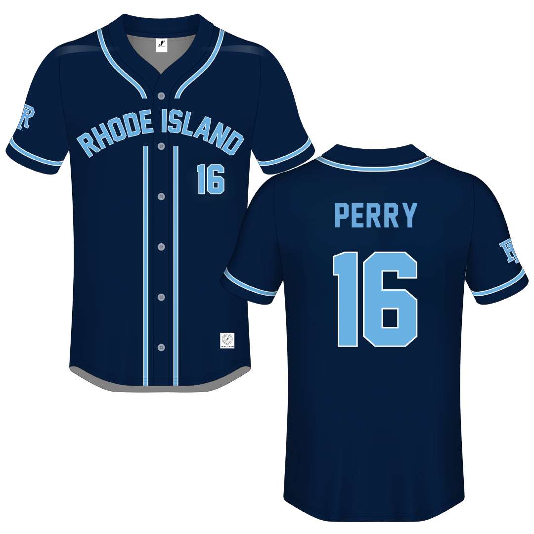 University of Rhode Island Navy Button-Down Jersey - #16 Braeden Perry