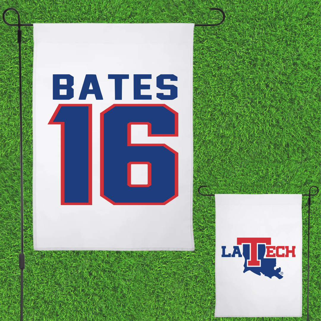 Louisiana Tech University Baseball White Garden Flag - #16 Ethan Bates