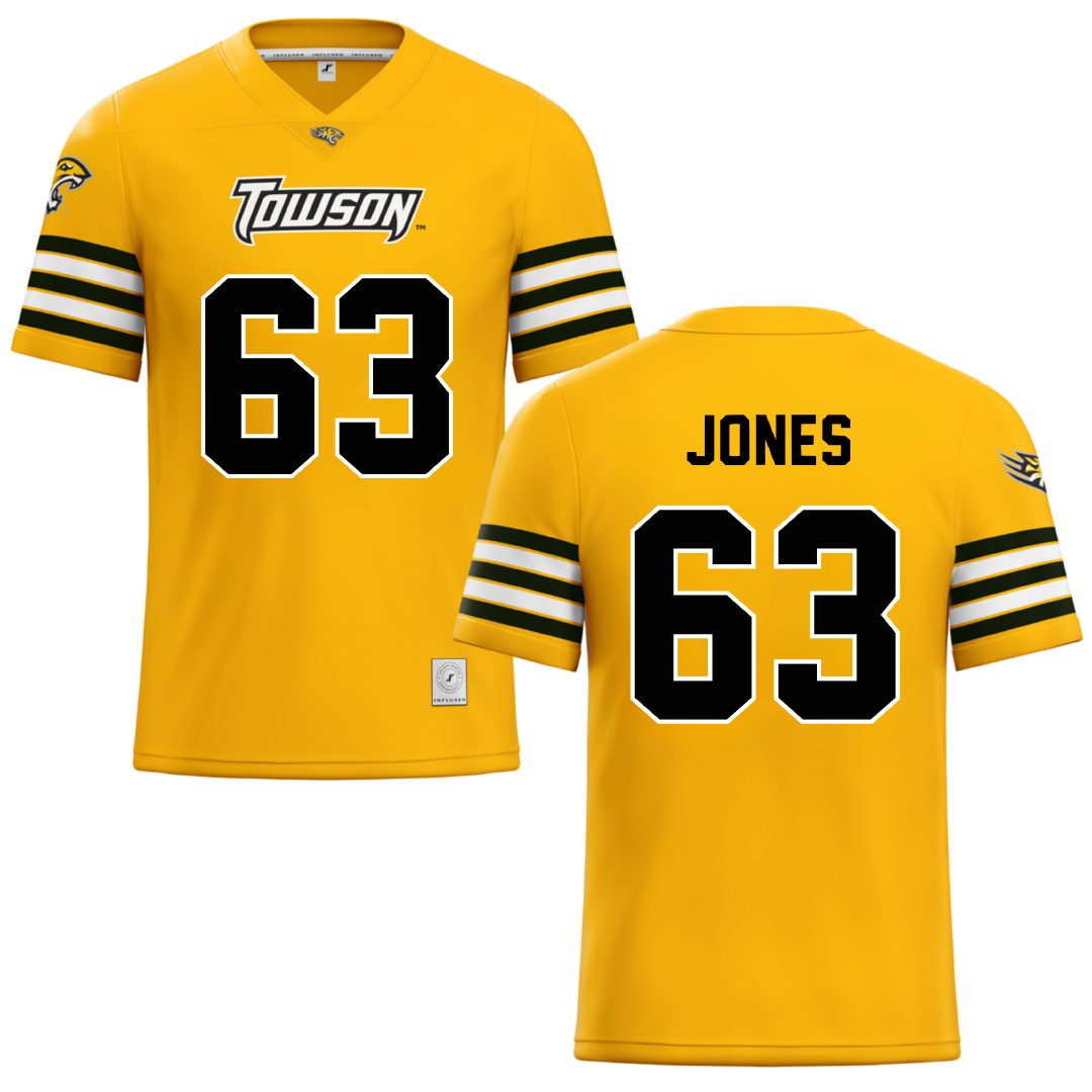 Towson University Gold Football Jersey - #63 Dillon Jones