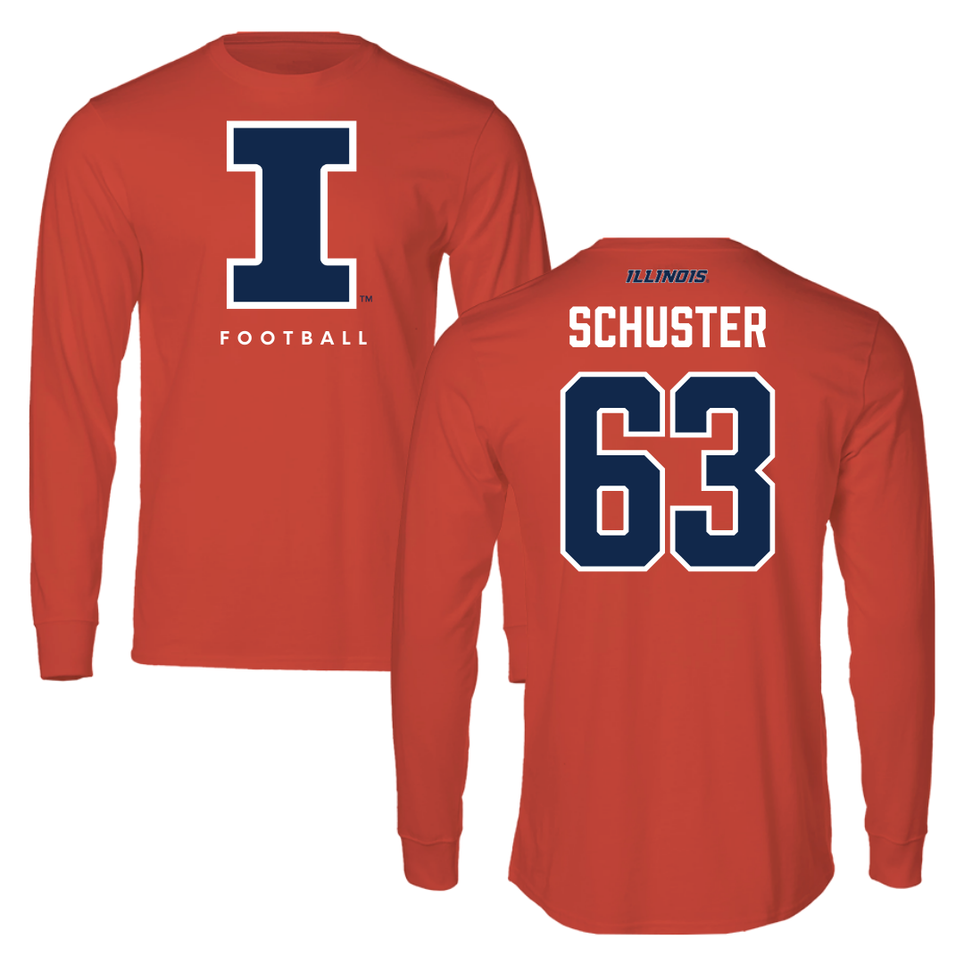 University of Illinois Football Orange Performance Long Sleeve - #63 Dezmond Schuster
