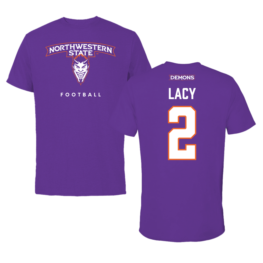 Northwestern State University Football Purple Mascot Performance Tee - #2 Kennieth Lacy