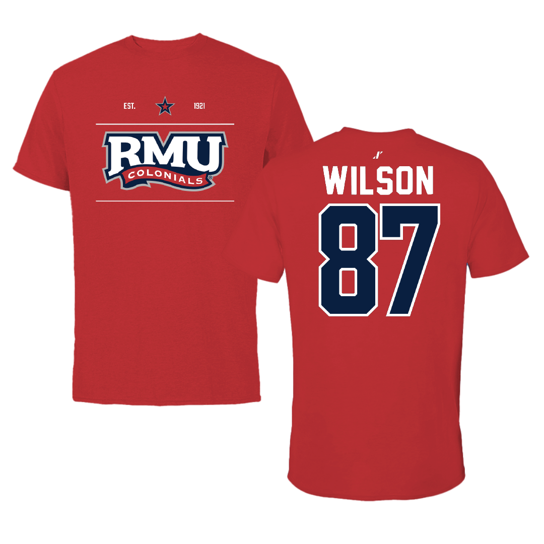 Robert Morris University Football Red General Performance Tee - #87 Trevor Wilson