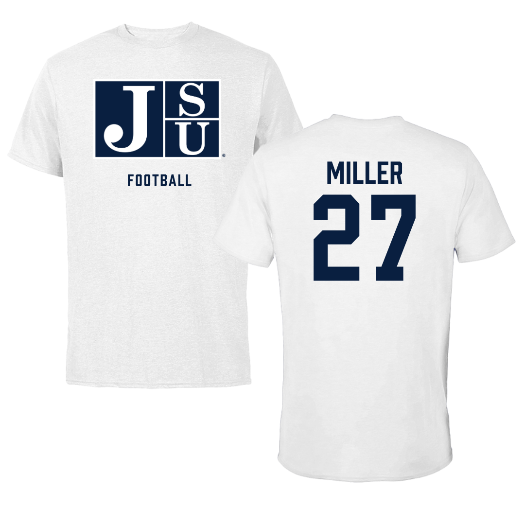 Jackson State University Football White Tee - #27 Ahmad Miller