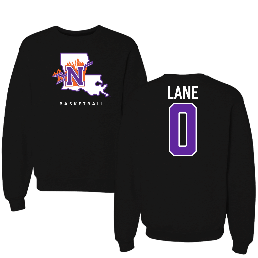 Northwestern State University Basketball Black Block Crewneck - #0 Jimel Lane