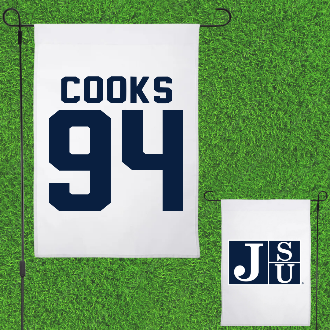 Jackson State University Football White Garden Flag - #94 Stanley Cooks