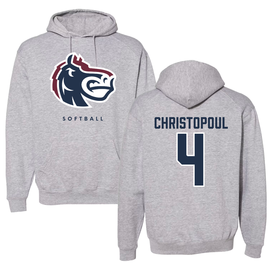 Fairleigh Dickinson University-Metropolitan Campus Softball Gray Hoodie - #4 Olivia Christopoul