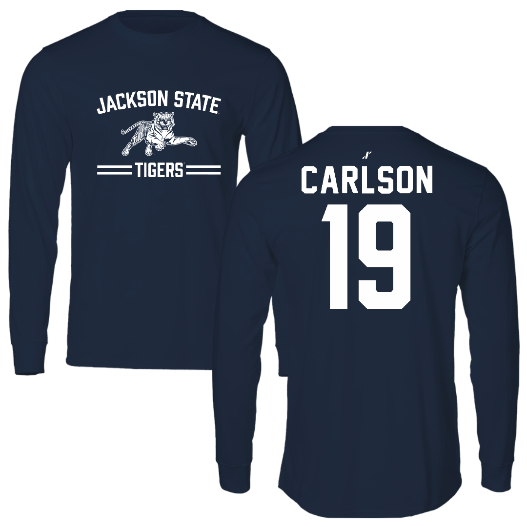 Jackson State University Softball Navy General Performance Long Sleeve - #19 Kristina Carlson