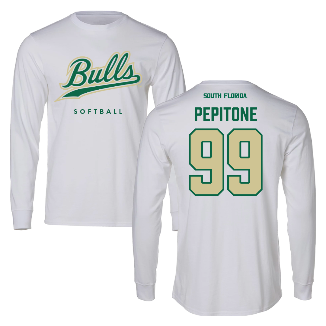 University of South Florida Softball White Performance Long Sleeve - #99 Alicea Pepitone