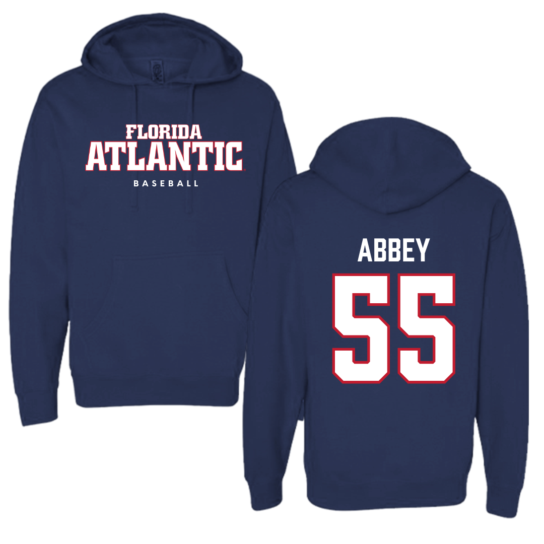 Florida Atlantic University Baseball Navy Block Hoodie - #55 Zachary Abbey