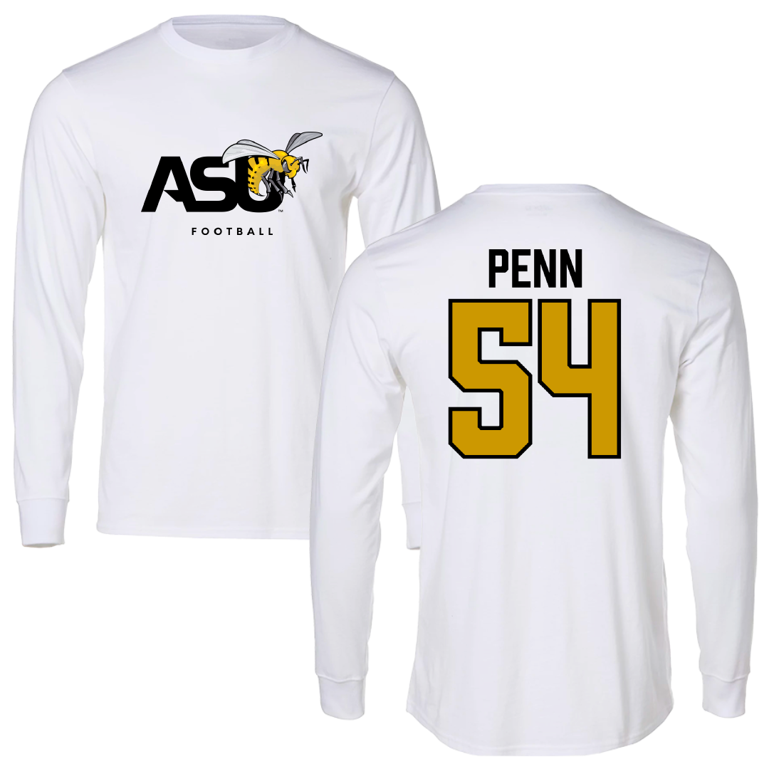 Alabama State University Football White Long Sleeve - #54 Dezmond Penn
