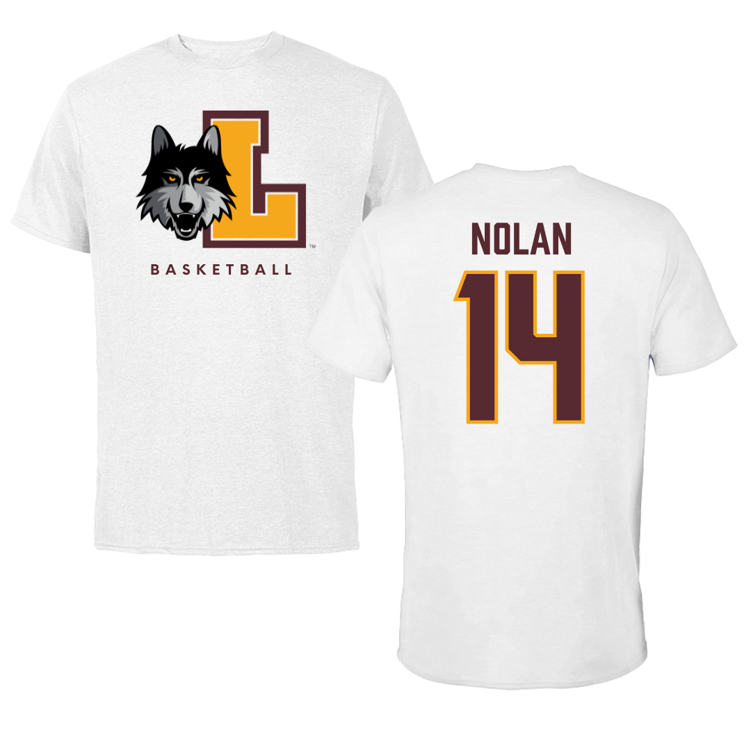 Loyola University-Chicago Basketball White Performance Tee - #14 Sophia Nolan