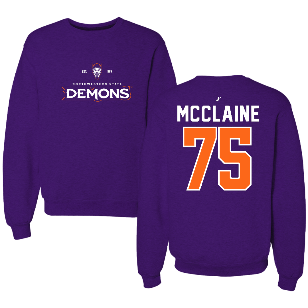 Northwestern State University Football Purple General Crewneck - #75 Jordan McClaine