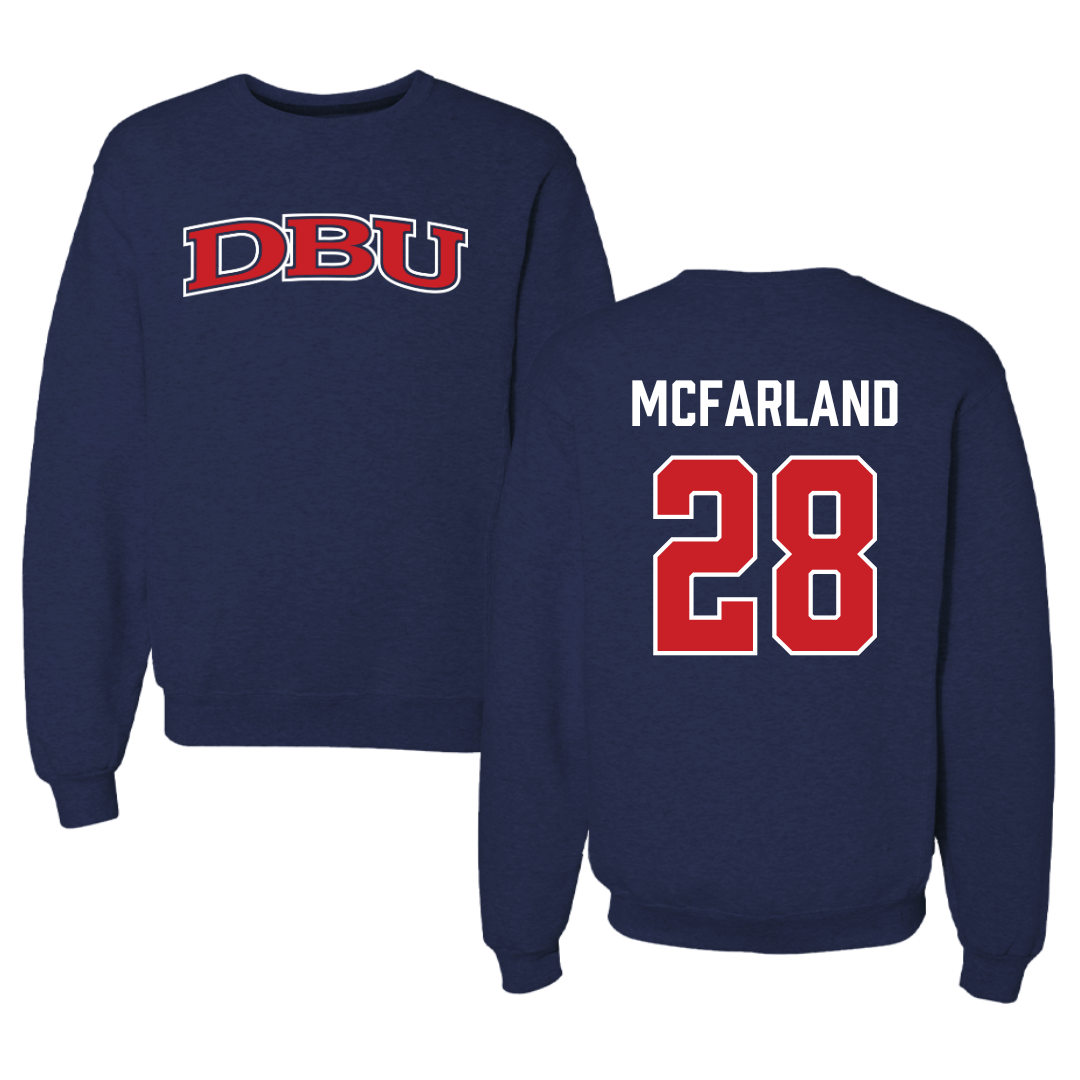 Dallas Baptist University Soccer Navy DBU Crewneck - #28 Riley McFarland
