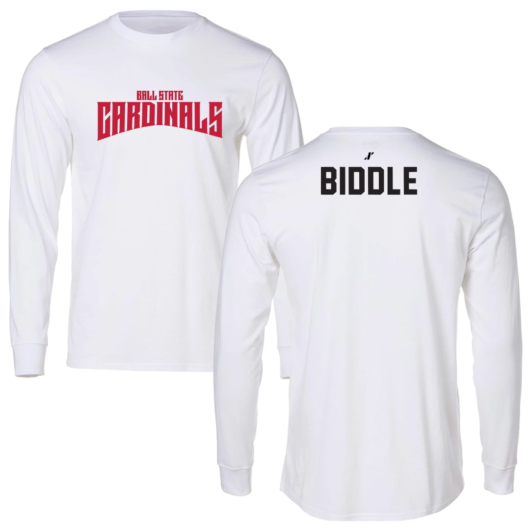 Ball State University Swimming & Diving White Classic Long Sleeve - Aidan Biddle